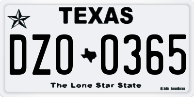 TX license plate DZO0365