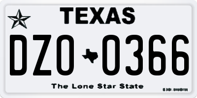 TX license plate DZO0366
