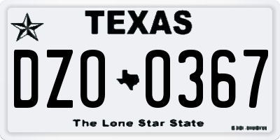 TX license plate DZO0367