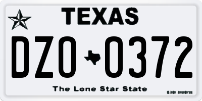 TX license plate DZO0372