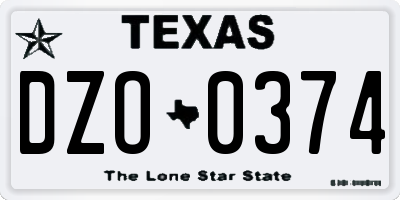 TX license plate DZO0374