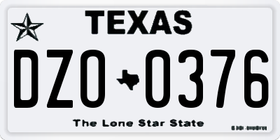 TX license plate DZO0376