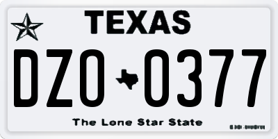TX license plate DZO0377