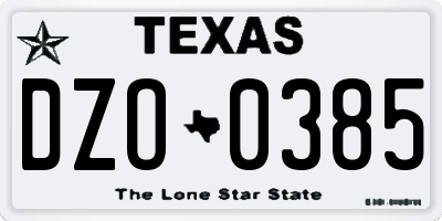 TX license plate DZO0385