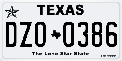 TX license plate DZO0386