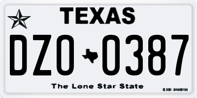 TX license plate DZO0387