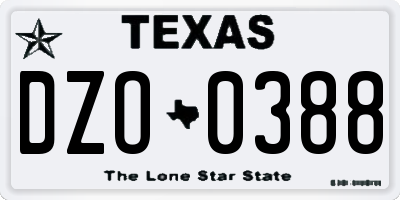 TX license plate DZO0388
