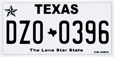 TX license plate DZO0396