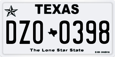 TX license plate DZO0398
