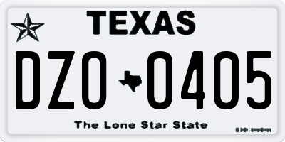 TX license plate DZO0405