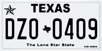 TX license plate DZO0409