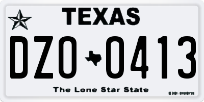 TX license plate DZO0413