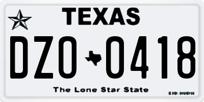 TX license plate DZO0418
