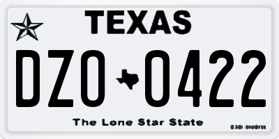 TX license plate DZO0422