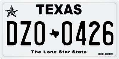 TX license plate DZO0426