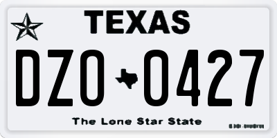 TX license plate DZO0427