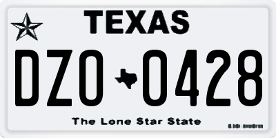 TX license plate DZO0428