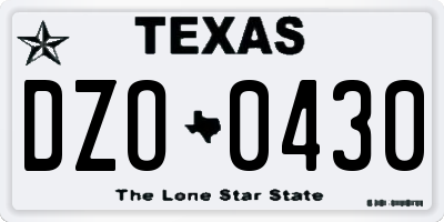 TX license plate DZO0430