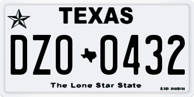 TX license plate DZO0432