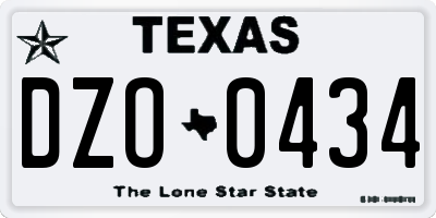 TX license plate DZO0434