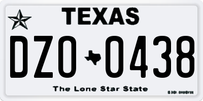 TX license plate DZO0438