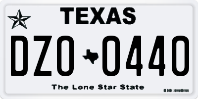 TX license plate DZO0440