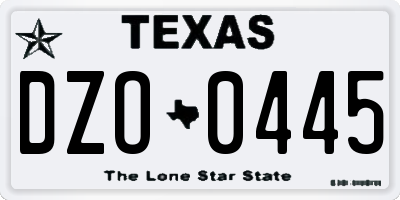 TX license plate DZO0445