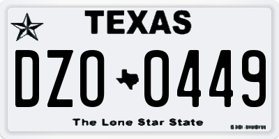 TX license plate DZO0449