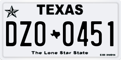TX license plate DZO0451
