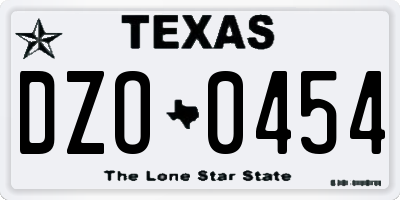 TX license plate DZO0454