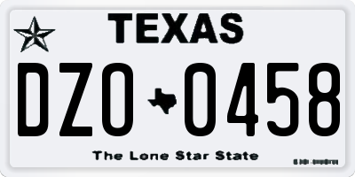 TX license plate DZO0458
