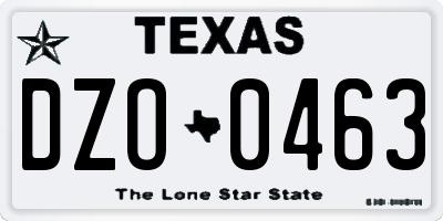 TX license plate DZO0463