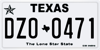 TX license plate DZO0471