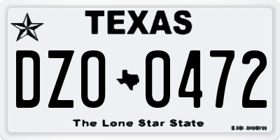 TX license plate DZO0472