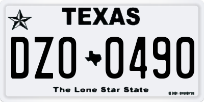 TX license plate DZO0490