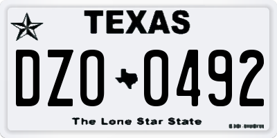 TX license plate DZO0492