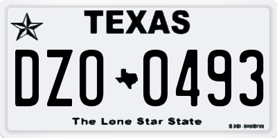 TX license plate DZO0493