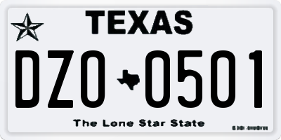 TX license plate DZO0501
