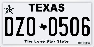 TX license plate DZO0506