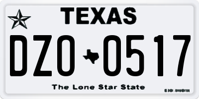 TX license plate DZO0517