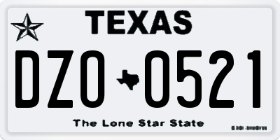 TX license plate DZO0521