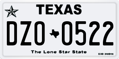 TX license plate DZO0522