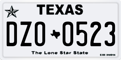 TX license plate DZO0523