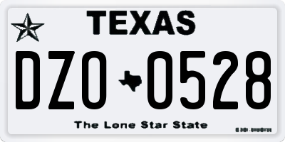 TX license plate DZO0528