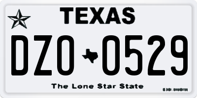 TX license plate DZO0529