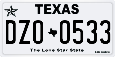 TX license plate DZO0533
