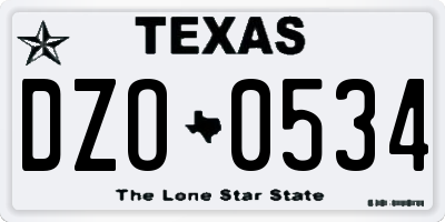 TX license plate DZO0534