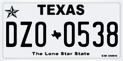 TX license plate DZO0538