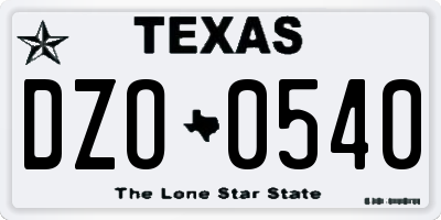 TX license plate DZO0540