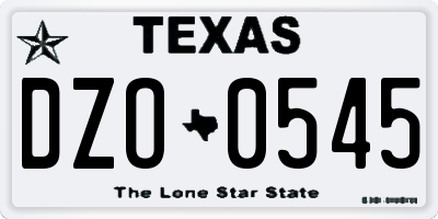 TX license plate DZO0545
